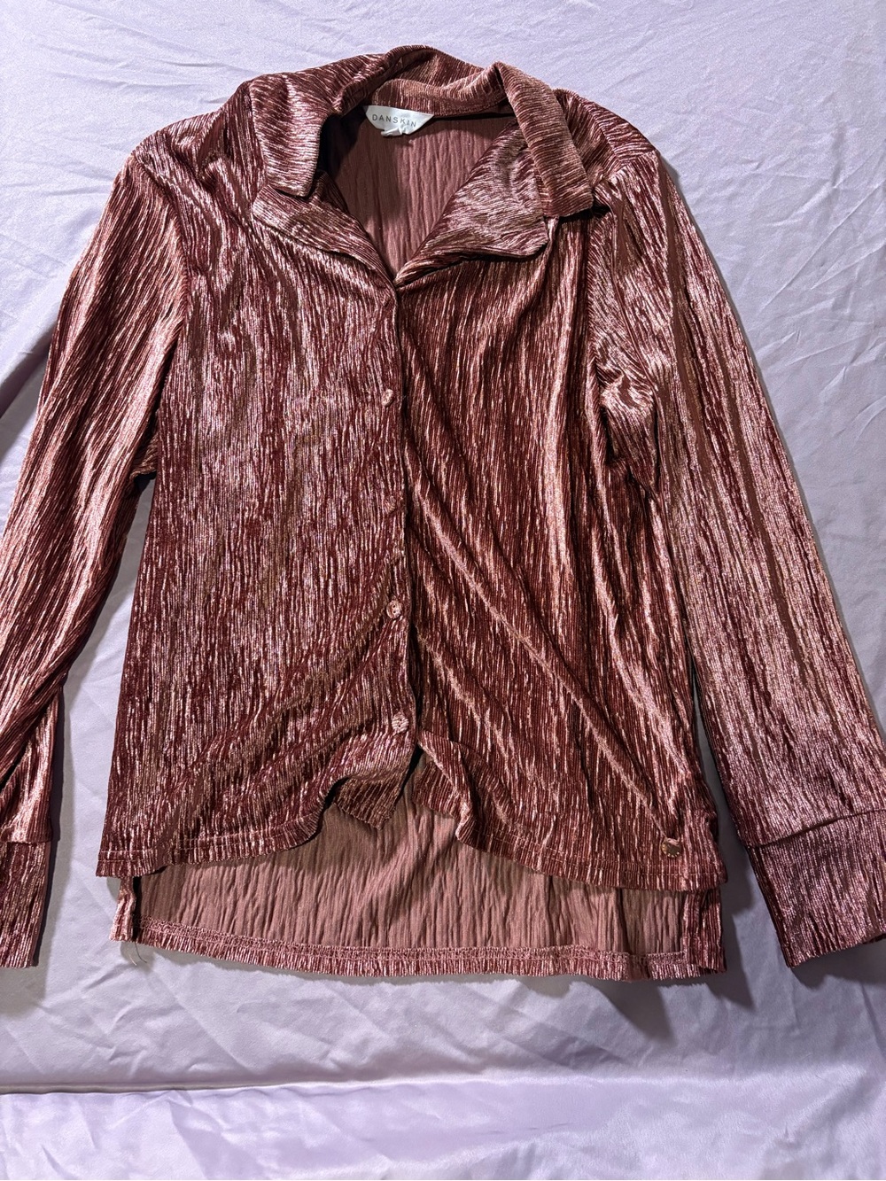 Danskin Rose Metallic Crushed Velvet Button-Front Jacket